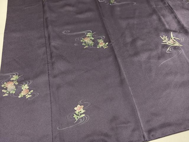 平和屋着物●上質な小紋 流水草花文 金銀彩 正絹 逸品 AABM8875ph