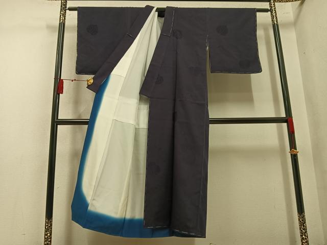 平和屋着物●上質な色無地 葵地紋 黒紅色 正絹 逸品 未使用 AABM8885ph