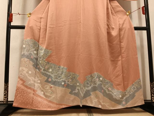 平和屋着物●訪問着 絞り 刺繍 梅 草花文 金彩 正絹 逸品 AABM8891ph