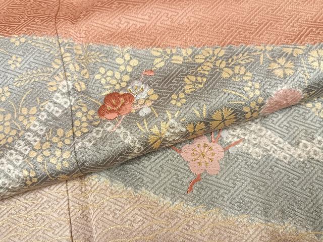 平和屋着物●訪問着 絞り 刺繍 梅 草花文 金彩 正絹 逸品 AABM8891ph