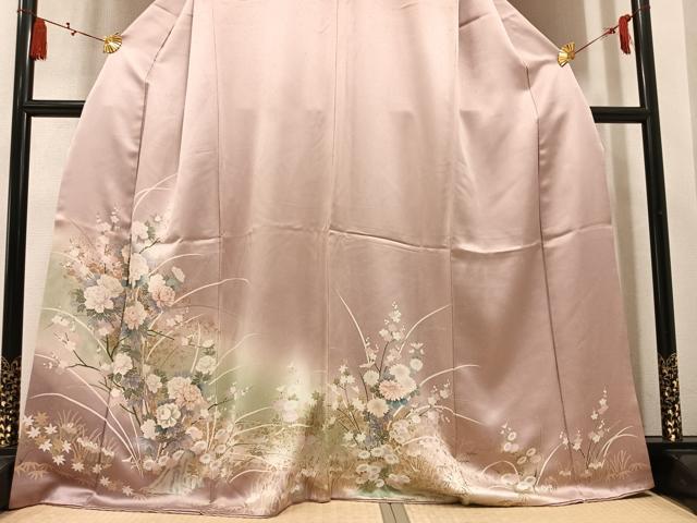 平和屋着物●訪問着 草花文 暈し染め 金彩 正絹 逸品 AABM8899ph
