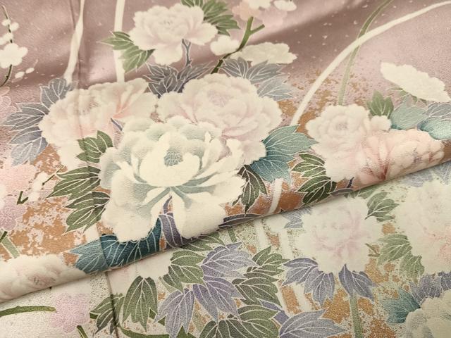 平和屋着物●訪問着 草花文 暈し染め 金彩 正絹 逸品 AABM8899ph