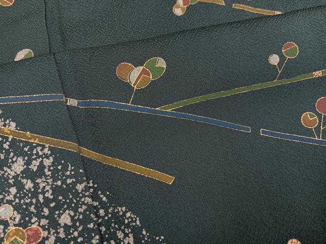平和屋着物●訪問着 枝葉文 金彩 正絹 逸品 AABM8900ph