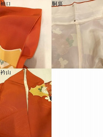 平和屋着物●豪華振袖 駒刺繍 花蝶源氏車文 金彩 正絹 逸品 AABM8915ph