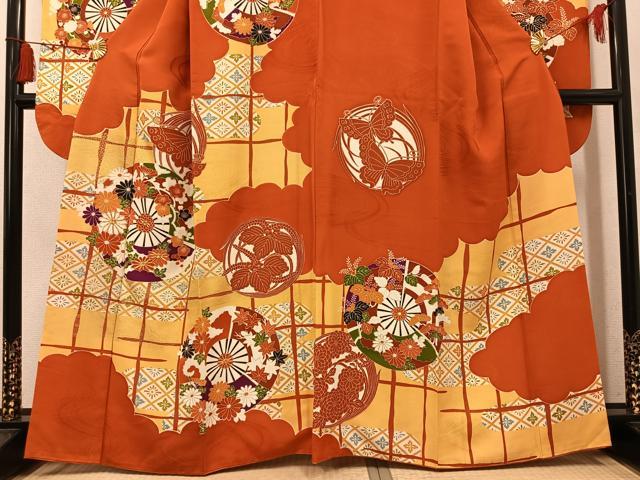 平和屋着物●豪華振袖 駒刺繍 花蝶源氏車文 金彩 正絹 逸品 AABM8915ph