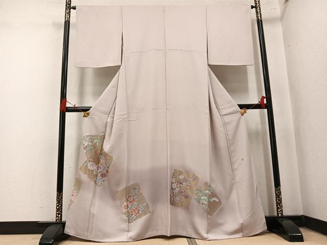 平和屋着物●本加賀友禅作家 金丸水明 色留袖 刺繍 破れ色紙草花文 暈し染め 金糸 正絹 逸品 AABM8918ph