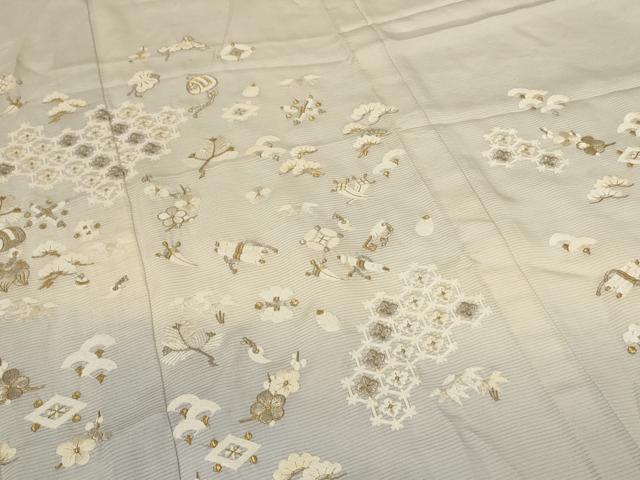 平和屋着物*夏物 訪問着 絽 総刺繍 宝尽くし 暈し染め 正絹 逸品 AABM9025jd
