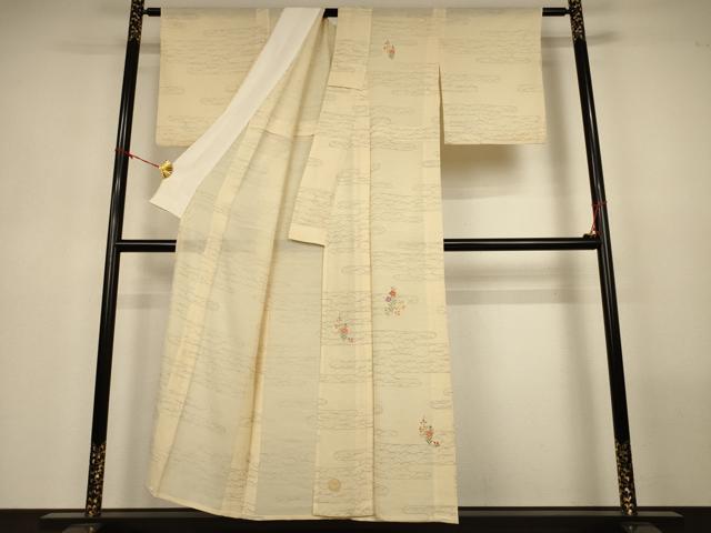 平和屋着物*夏物 訪問着 絽 総刺繍 草花芝文 正絹 逸品 AABM9075jd