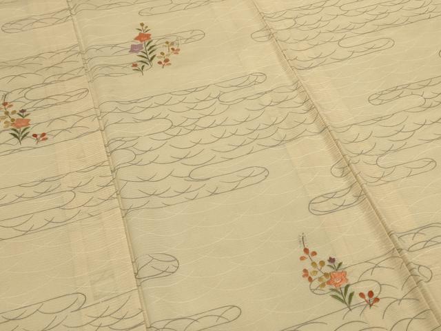 平和屋着物*夏物 訪問着 絽 総刺繍 草花芝文 正絹 逸品 AABM9075jd