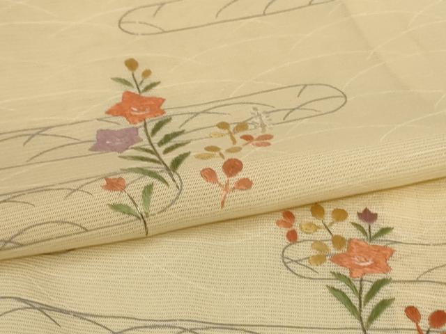 平和屋着物*夏物 訪問着 絽 総刺繍 草花芝文 正絹 逸品 AABM9075jd