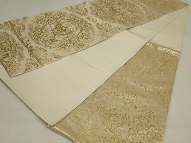 平和屋着物◎六通柄袋帯 花鳥文 金糸 正絹 逸品 未使用 AABM9096ou