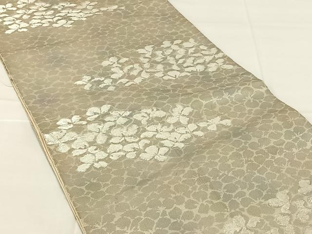 平和屋着物◎西陣 服部織物謹製 六通柄袋帯 こはく錦 花づくし文 金銀糸 正絹 逸品 AABM9139dk