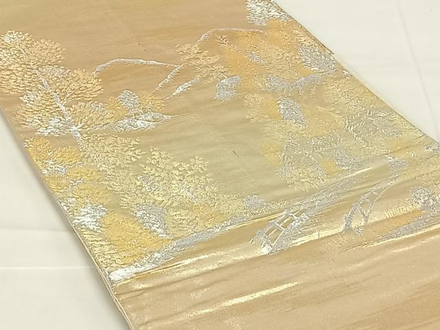 平和屋着物◎六通柄袋帯 風景文 金銀糸 正絹 逸品 AABM9140dk