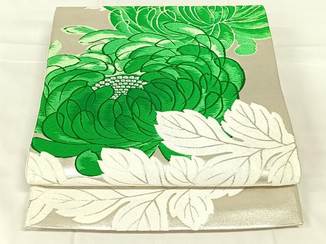 平和屋着物◎六通柄袋帯 唐織 乱菊 銀糸 正絹 逸品 AABM9146dk