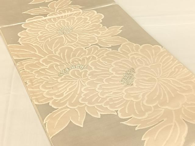平和屋着物◎六通柄袋帯 唐織 草花文 銀糸 正絹 逸品 AABM9159dk