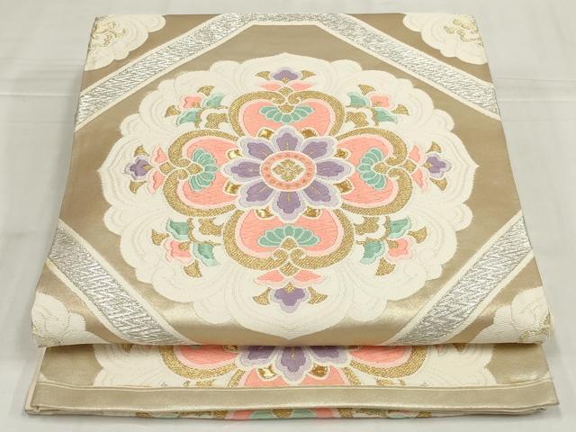 平和屋着物◎六通柄袋帯 正倉院花文 金銀糸 正絹 逸品 AABM9161ou