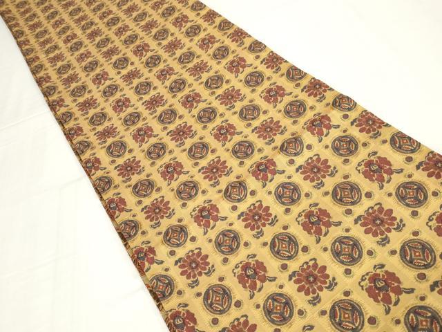 平和屋着物◎両面 全通柄袋帯 市松花丸文 正絹 逸品 未使用 AABM9163ou