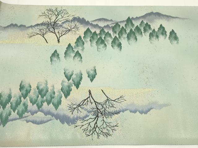 平和屋着物◎西陣 志都香謹製 太鼓柄袋帯 風景文 金銀糸 引箔 証紙付き 正絹 逸品 未使用 AABM9174ou