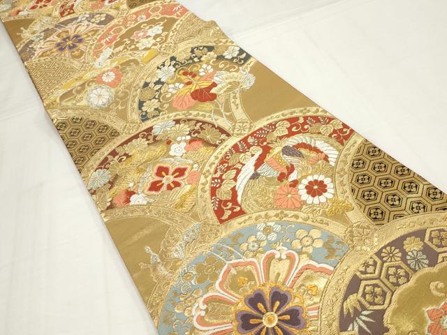 平和屋着物◎六通柄袋帯 唐織 錦繍 金糸 謹河製 正絹 逸品 AABM9183ou