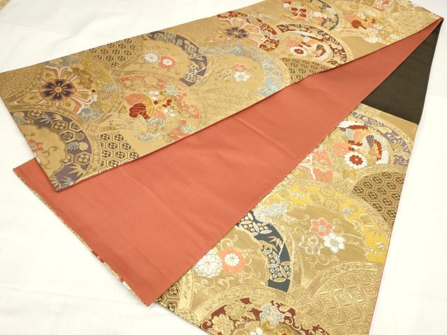 平和屋着物◎六通柄袋帯 唐織 錦繍 金糸 謹河製 正絹 逸品 AABM9183ou