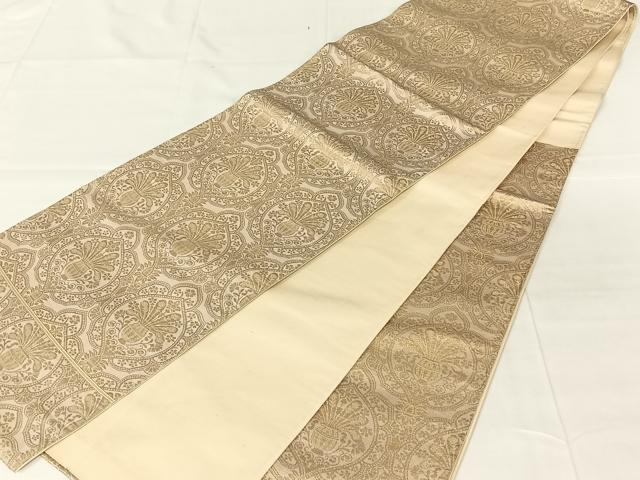平和屋着物◎六通柄袋帯 飾花文 金糸 正絹 逸品 AABM9204dk