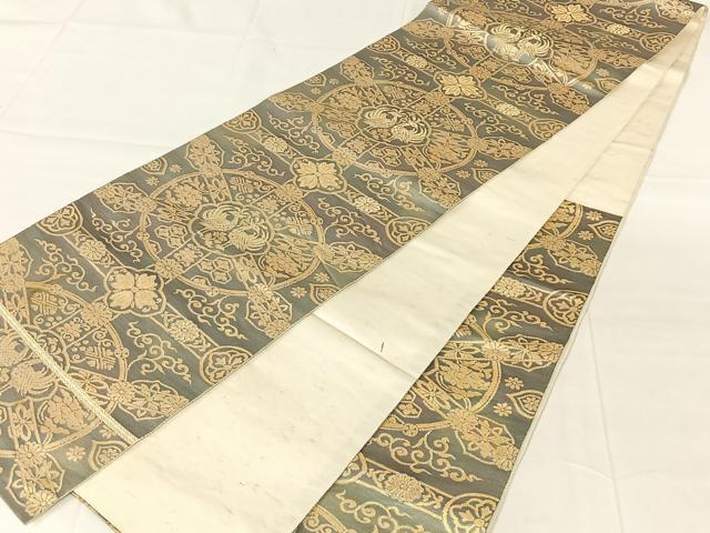 平和屋着物◎六通柄袋帯 向かい鳥花丸文 金糸 引箔 正絹 逸品 AABM9205dk