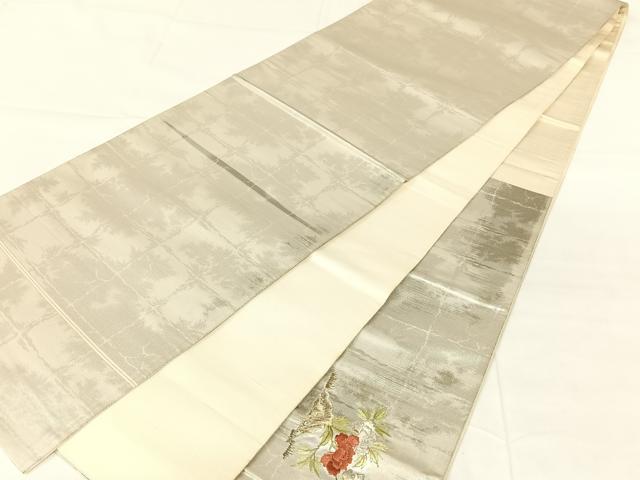平和屋着物◎太鼓柄袋帯 作家物 刺繍 連獅子 金銀糸 正絹 逸品 AABM9219dk