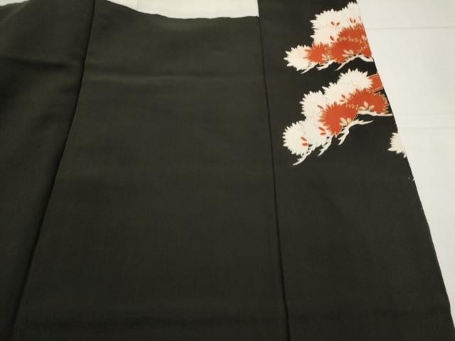 平和屋着物■豪華黒留袖 刺繍 鳳凰枝松文 金糸 金彩 正絹 逸品 AABM9334st