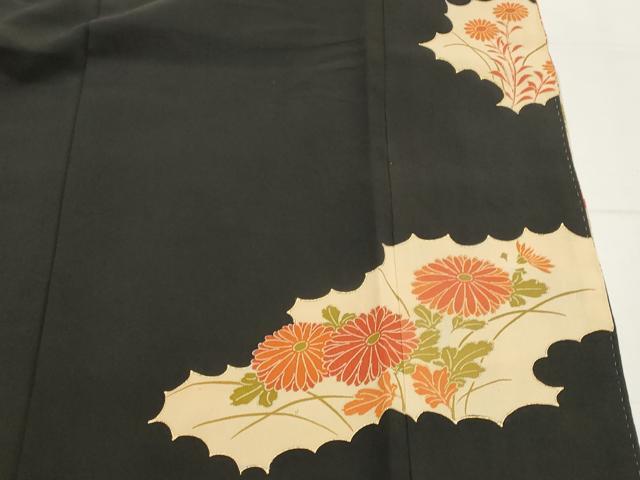 平和屋着物■豪華黒留袖 駒刺繍 草花文 雉 金銀糸 金彩 正絹 逸品 AABM9342st