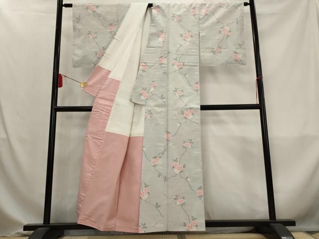 平和屋着物■上質な紬 枝花文 正絹 逸品 AABM9438st