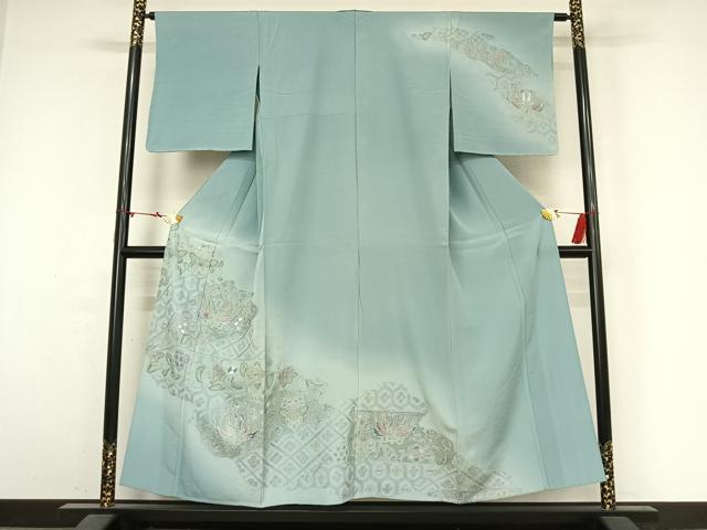 平和屋着物▽中国三大刺繍 スワトウ刺繍 汕頭刺繍 総刺繍 訪問着 単衣 更紗花鳥文 暈し染め 正絹 逸品 AABM9527jh