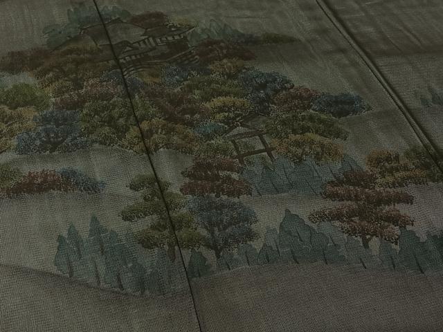平和屋着物▽色留訪問着 無双 紗袷 紗×絽 手描き 風景文 正絹 逸品 AABM9626jh