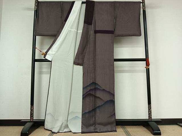 平和屋着物▽色留訪問着 無双 紗袷 紗×絽 風景文 暈し染め 正絹 逸品 AABM9627jh