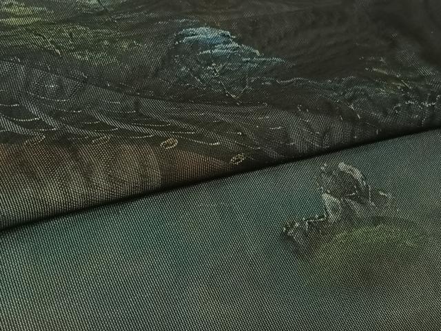 平和屋着物▽訪問着 無双 紗袷 紗×紗 手描き 風景文 暈し染め 黒地 金銀彩 正絹 逸品 AABM9629jh