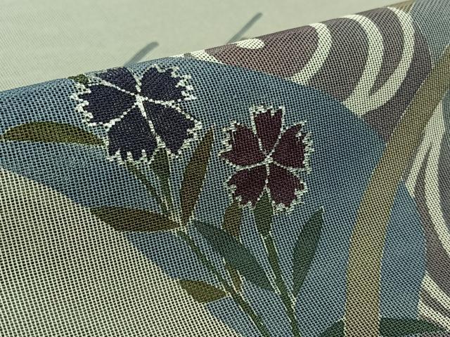 平和屋着物▽訪問着 無双 紗袷 紗×紗 草花文 金銀彩 装道 正絹 逸品 AABM9630jh