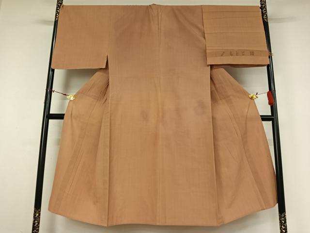 平和屋着物●男性 銀座もとじ 小紋 単衣 伽羅色 反端付き 綿 逸品 AABM9649jh
