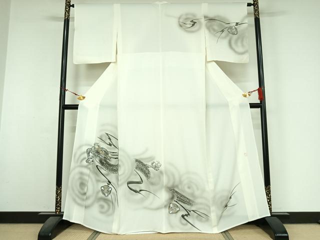 平和屋着物●訪問着 単衣 作家物 龍 暈し染め 金彩 正絹 逸品 AABM9661jh