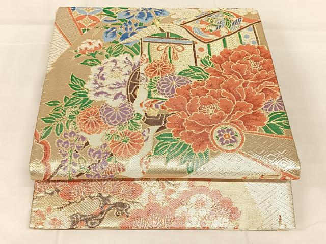 平和屋着物◎佐賀錦 六通柄袋帯 吉祥花文 金銀糸 正絹 逸品 AABM9775dk
