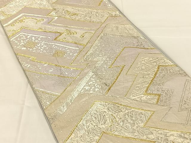 平和屋着物◎六通柄袋帯 花蝶文 金銀糸 正絹 逸品 AABM9784dk
