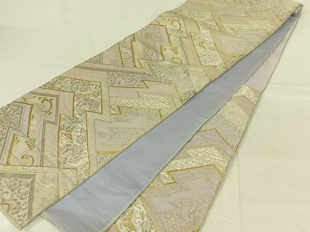 平和屋着物◎六通柄袋帯 花蝶文 金銀糸 正絹 逸品 AABM9784dk