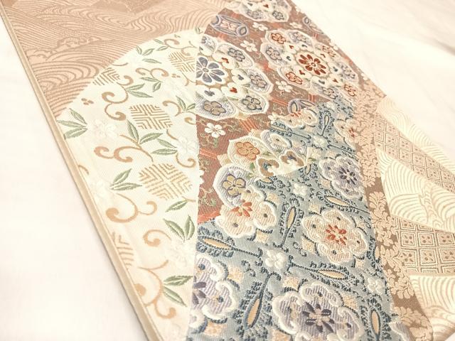 平和屋着物◎六通柄袋帯 唐織 青海雲取華紋 金糸 正絹 逸品 AABM9821yx