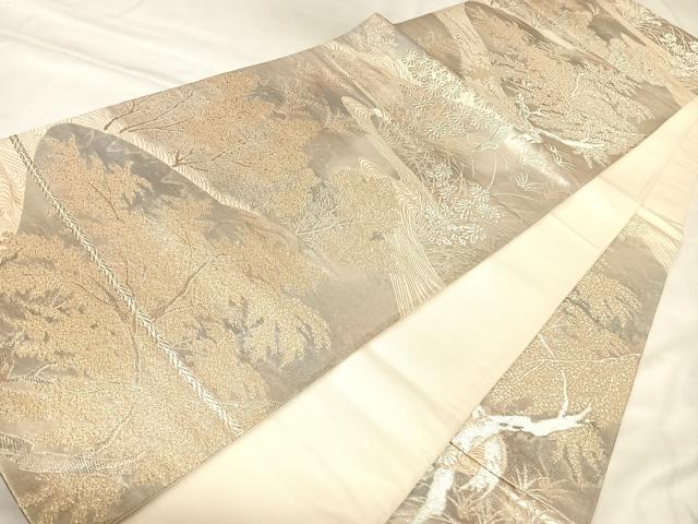 平和屋着物◎六通柄袋帯 京洛錦 二重引箔 金銀糸 正絹 逸品 AABM9824yx