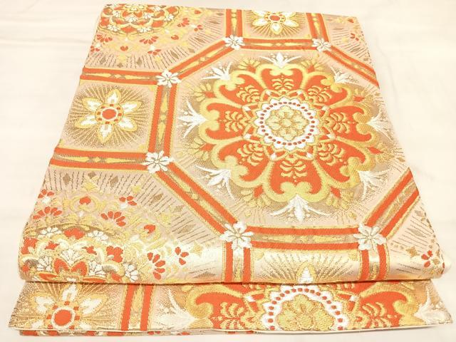 平和屋着物◎六通柄 本袋帯 唐織 蜀江花文 金銀糸 正絹 逸品 AABM9827yx