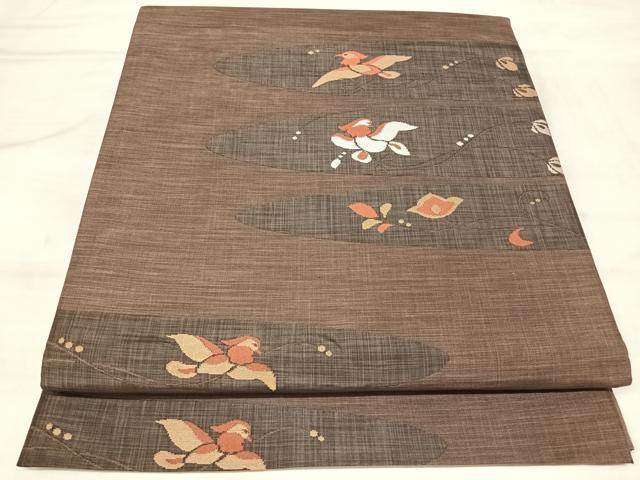 平和屋着物◎六通柄袋帯 草子 金糸 正絹 逸品 AABM9854yx