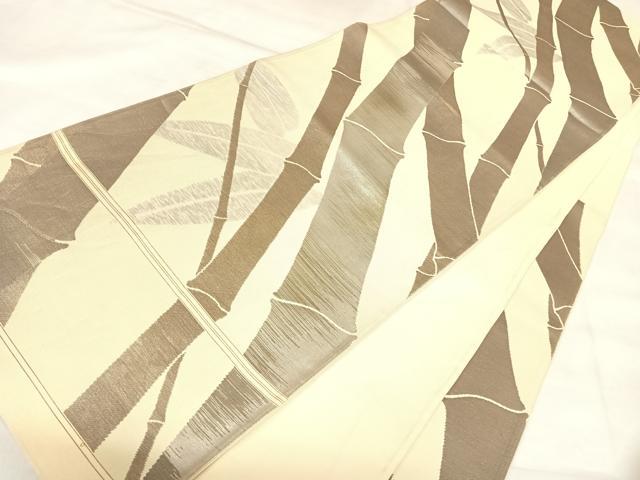 平和屋着物◎六通柄袋帯 笹竹文 金銀糸 正絹 逸品 AABM9883yx