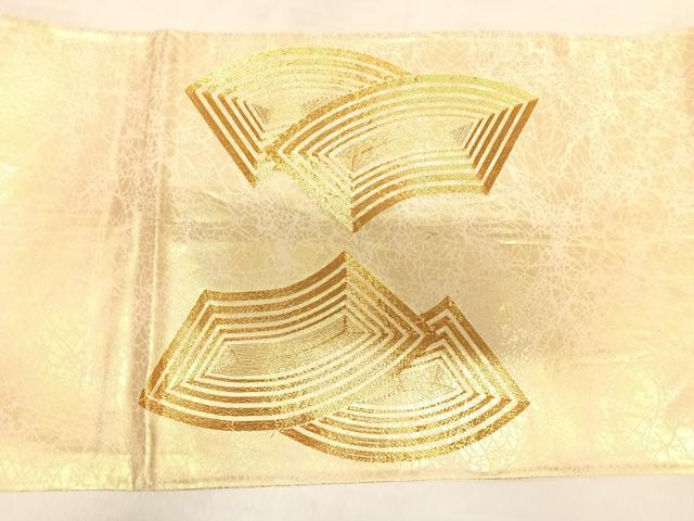 平和屋着物◎太鼓柄袋帯 駒刺繍 地紙重ね文 金糸 正絹 逸品 AABM9895yx