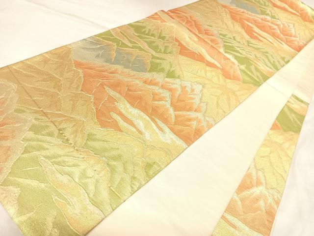 平和屋着物◎六通柄袋帯 雲取り遠山文 金糸 正絹 逸品 AABM9897yx