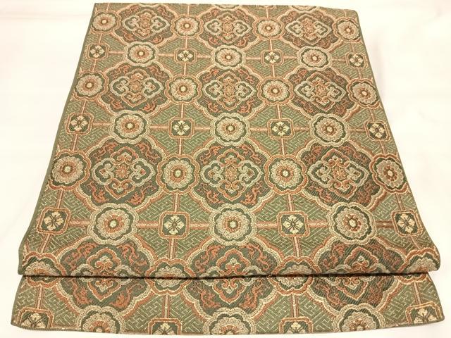平和屋着物◎六通柄 本京袋帯 蜀江花文 金糸 正絹 逸品 AABM9906yx