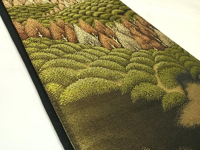 平和屋着物◎六通柄袋帯 雲取り樹林文 金糸 正絹 逸品 AABM9927yx
