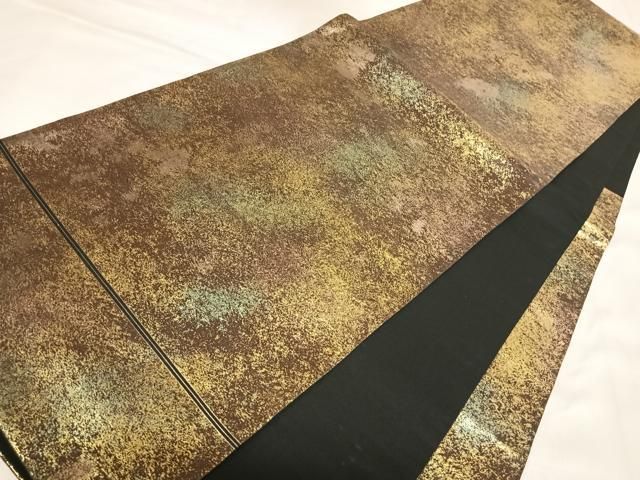 平和屋着物◎六通柄袋帯 霞文 金糸 引箔 正絹 逸品 AABM9977yx